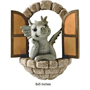 Window Shape Garden Dragon Statue, Wall Art Decor Indoor Outdoor